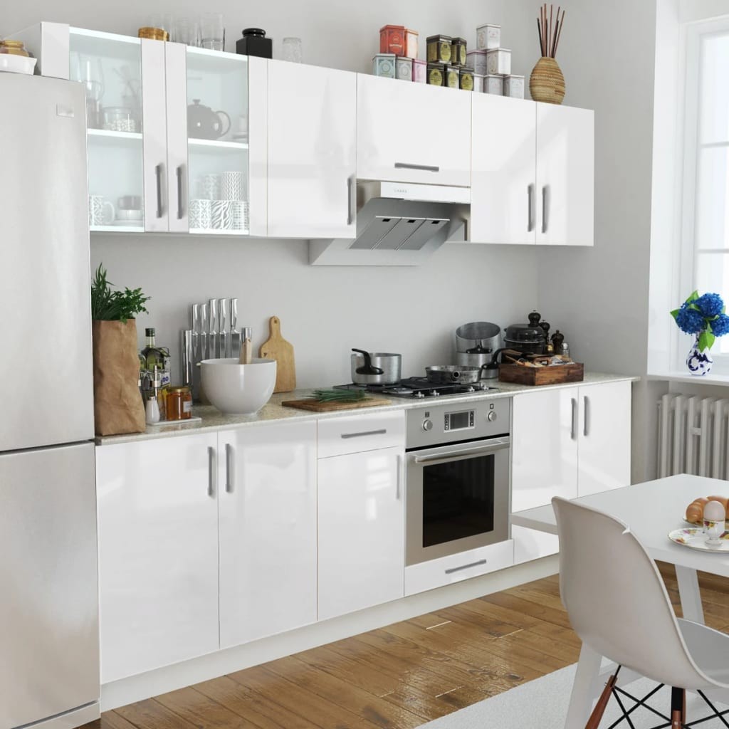 Kitchen Cabinet Unit 8 Pieces High Gloss White 260 cm